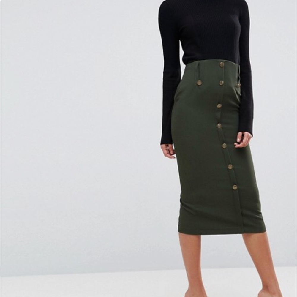 RETURNING 2/2 💥 Asos • green button down skirt - Picture 4 of 8